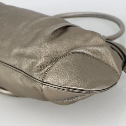 Salvatore Ferragamo Gancini Leather, Silver, Leather, Handbag