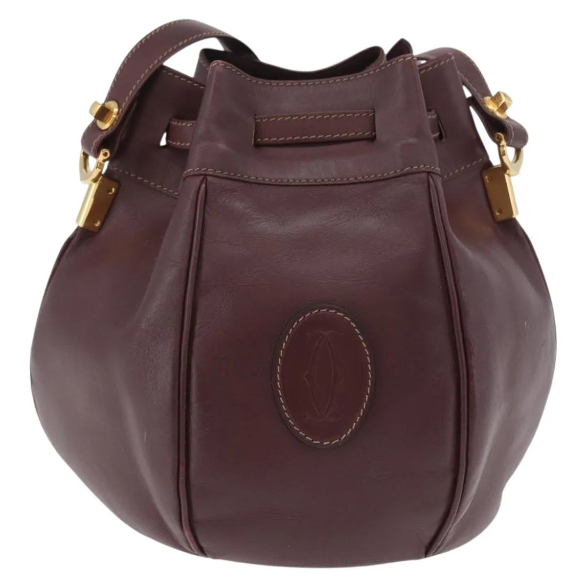 cartier Must de cartier Leather, Burgundy, Leather, Shoulder Bag