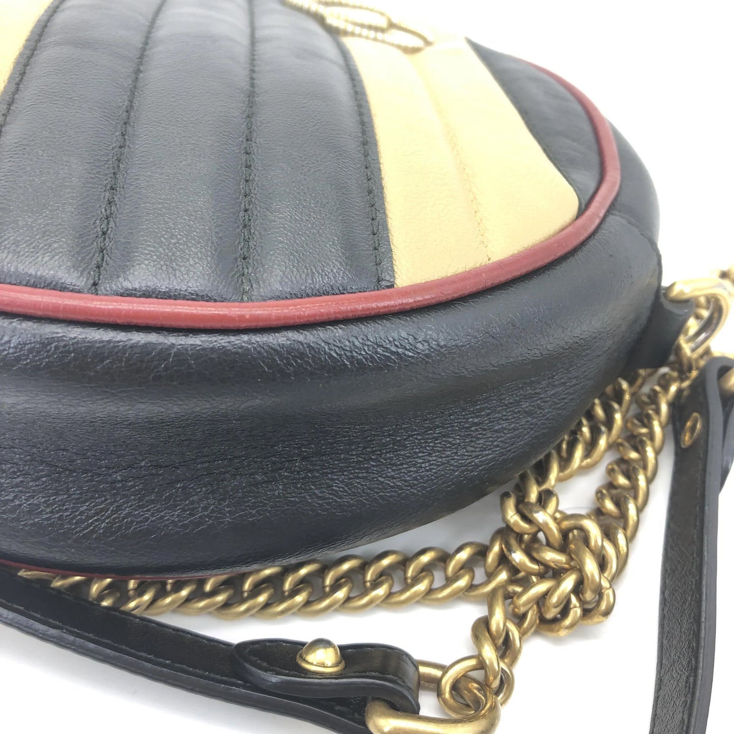 Gucci GG Marmont Round Diagonal Quilted Leather, Black, Leather, Shoulder Bag