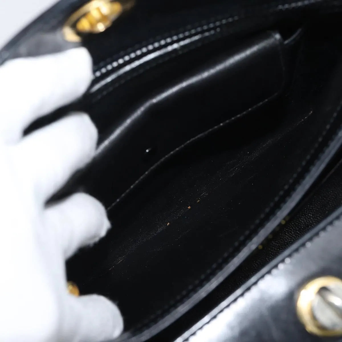 Gucci Vintage Convertible Box Leather, Black, Leather, Handbag