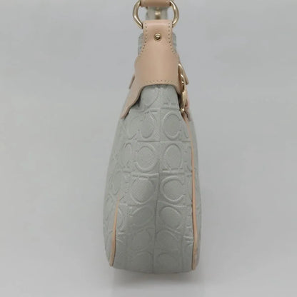 Salvatore Ferragamo Gancini Leather, Gray, Leather, Shoulder Bag