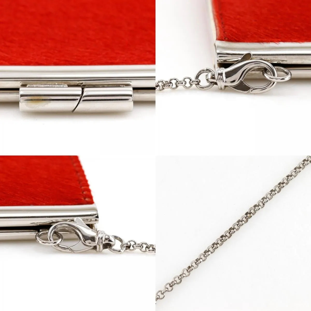 Bvlgari Chain Leather, Red, Leather, Shoulder Bag