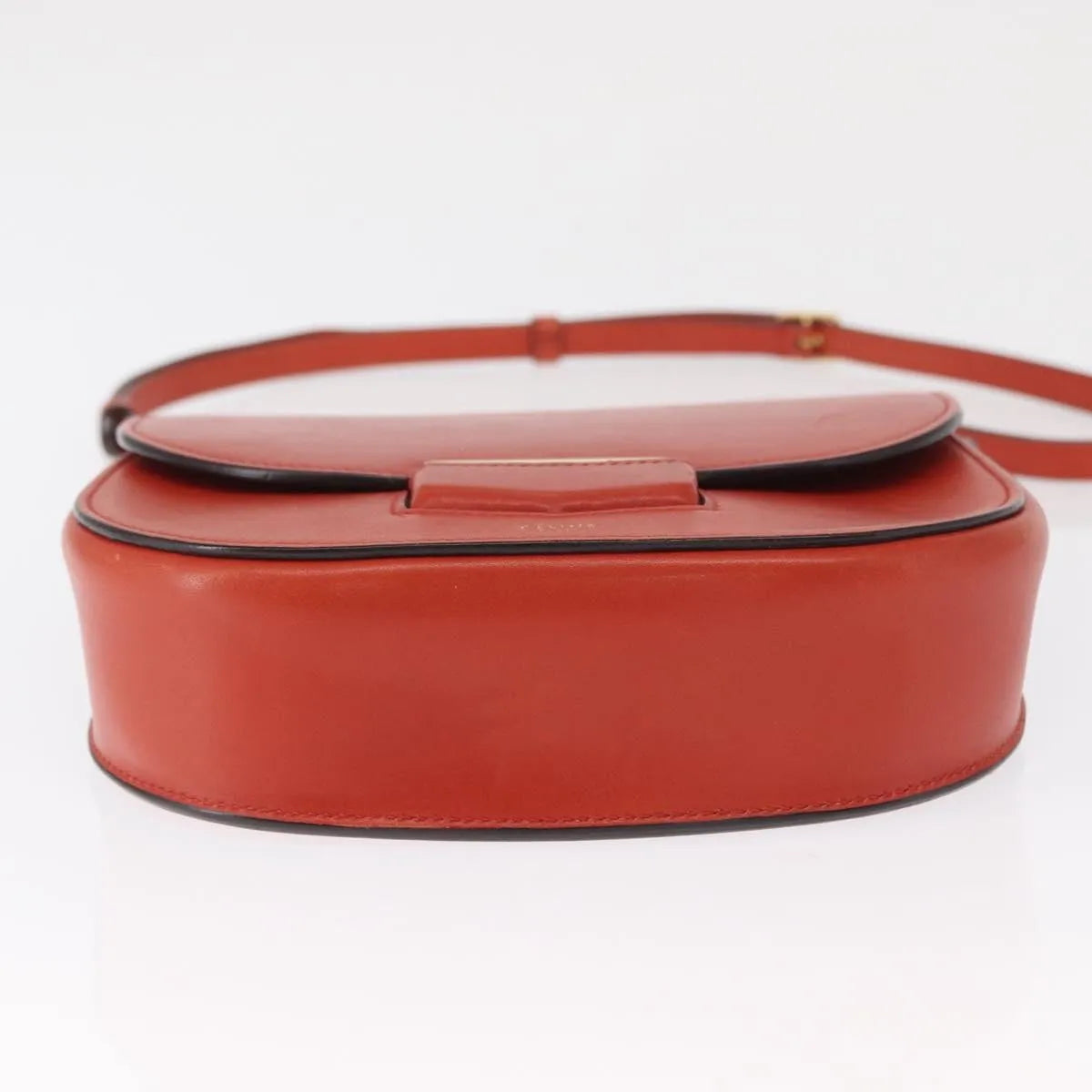 Celine Trotteur Messenger Calfskin, Orange, Leather, Shoulder Bag