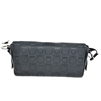 Salvatore Ferragamo Gancini Canvas, Black, Canvas, Shoulder Bag