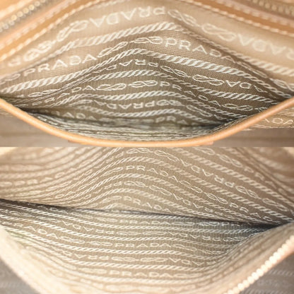 Prada Convertible Tote Canvas and Saffiano Leather, Beige, Canvas, Tote Bag