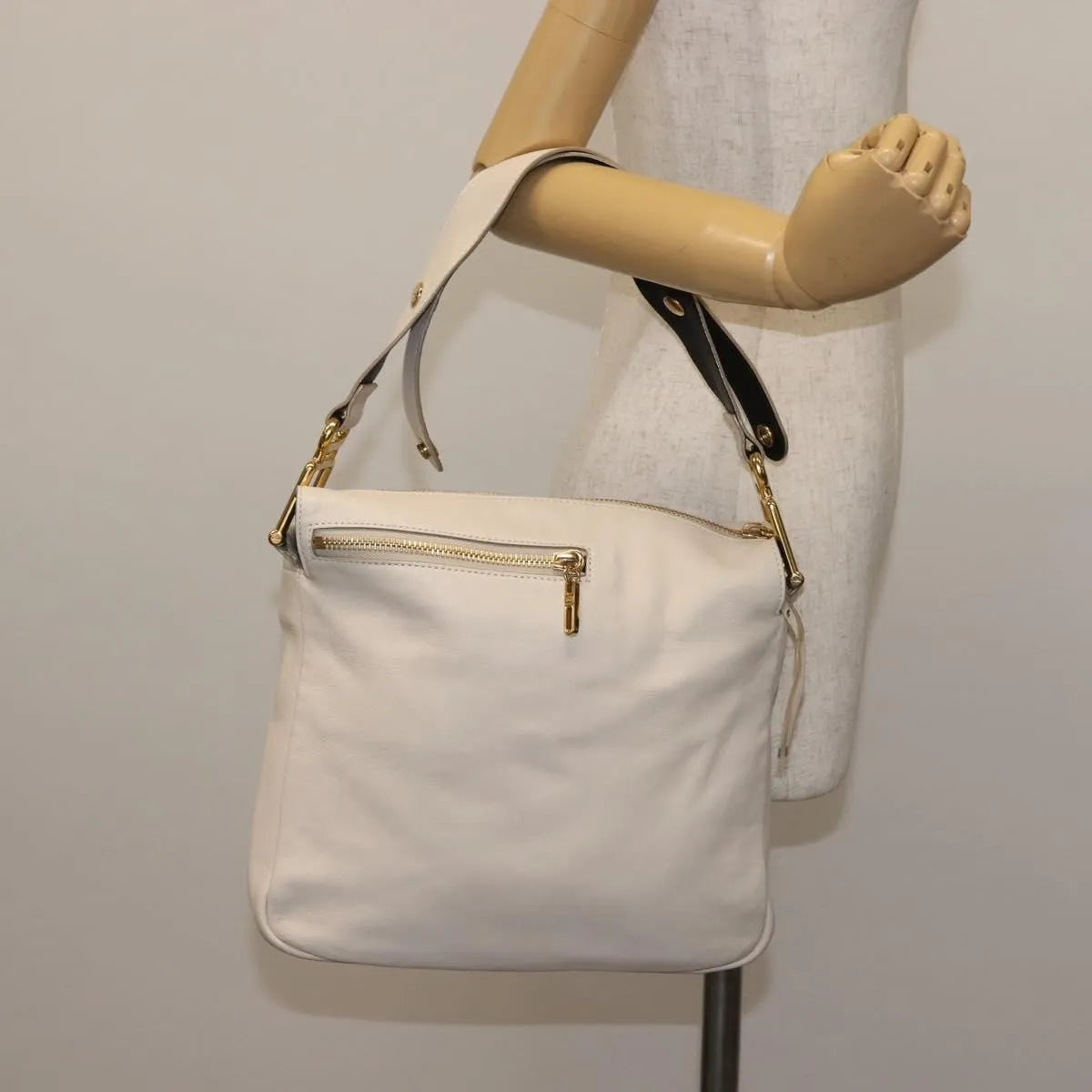 Chloe Vanessa Leather, Beige, Leather, Shoulder Bag