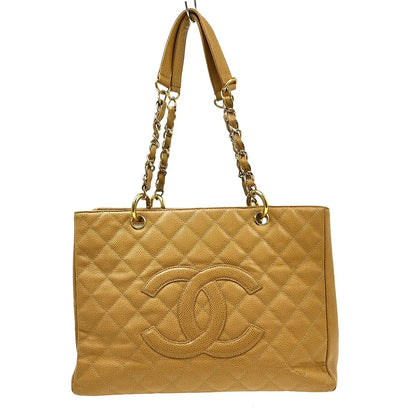 Chanel Grand Shopping Tote Quilted Caviar, Beige, Calfskin, Tote Bag