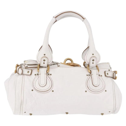 Chloe Paddington Lock Leather, White, Leather, Handbag