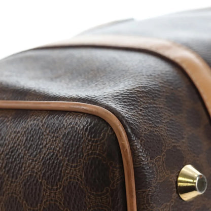 Celine Vintage Macadam Boston Canvas and Leather, Brown, PVC, Handbag