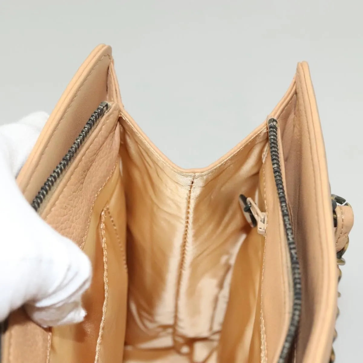 Chanel Vintage Front Pocket Tote Quilted Leather, Beige, Leather, Tote Bag