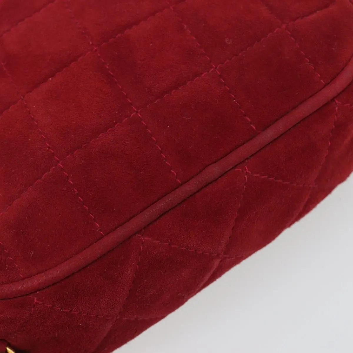 Chanel Vintage Diamond Tassel Quilted Suede, Red, Suede, Shoulder Bag