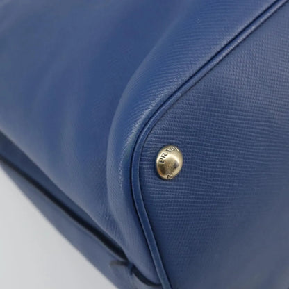 Prada Cuir Promenade Front Zip Tote Leather, Blue, Leather, Handbag