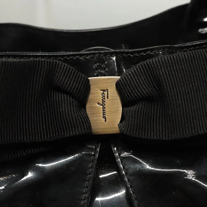 Salvatore Ferragamo Vala Patent leather, Black, Patent Leather, Handbag