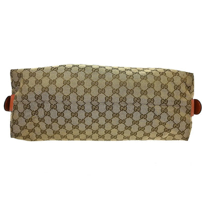 Gucci Bamboo Boston Horsebit Canvas with Leather, Beige, Canvas, Handbag