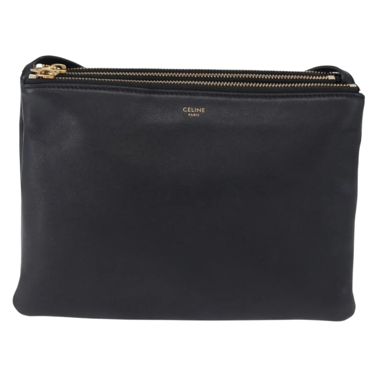Celine Trio Leather, Black, Leather, Shoulder Bag