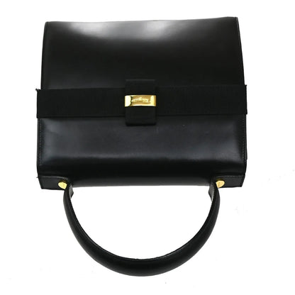Salvatore Ferragamo Vala Leather, Black, Leather, Handbag