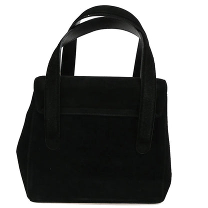 Salvatore Ferragamo Gancini Suede, Black, Suede, Handbag