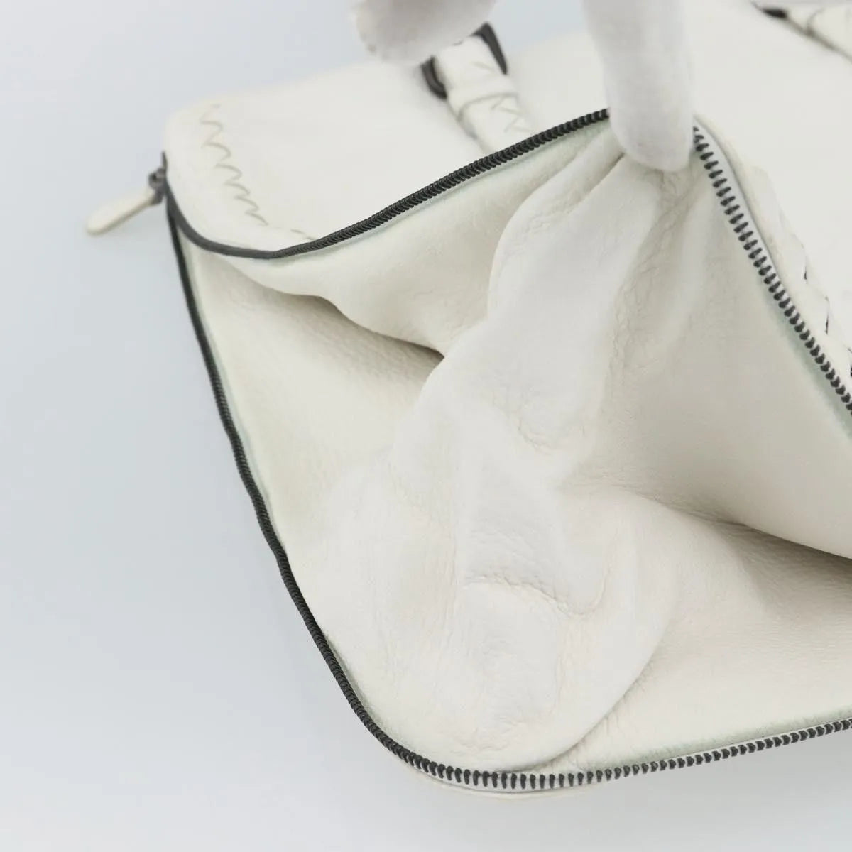 Bottega Veneta Belted Tote Intrecciato Nappa, White, Leather, Tote Bag