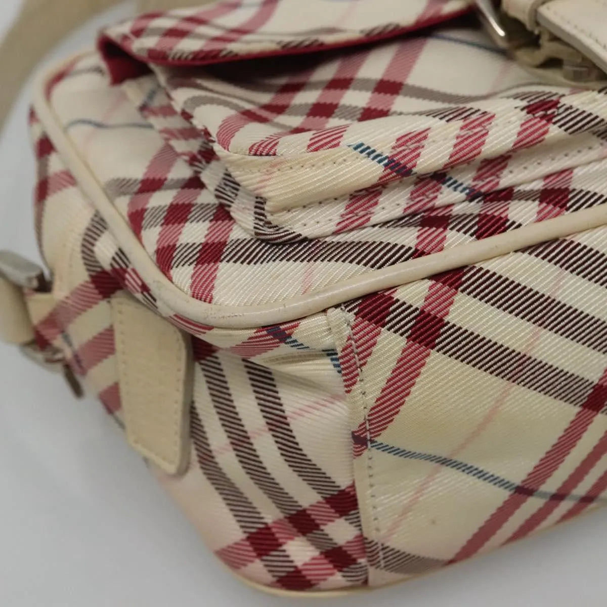 Burberry Nova Check Blue Label Nylon, White, Nylon, Shoulder Bag