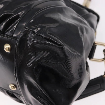 Gucci Pop Bamboo Handle Dialux Coated Canvas, Black, PVC, Handbag