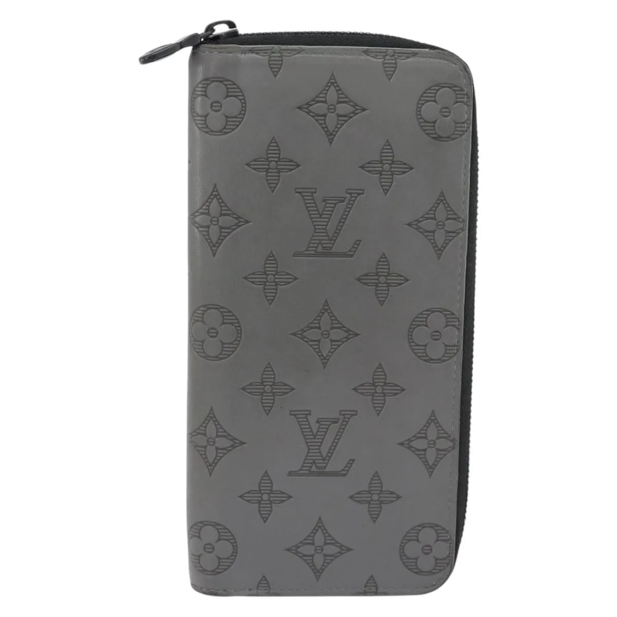 Louis Vuitton Zippy Wallet Vertical Monogram Shadow Leather, Gray, Canvas, Wallet
