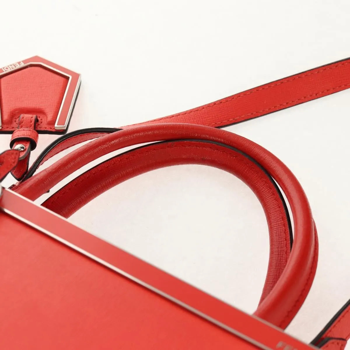 Fendi 2Jours Leather, Red, Leather, Tote Bag