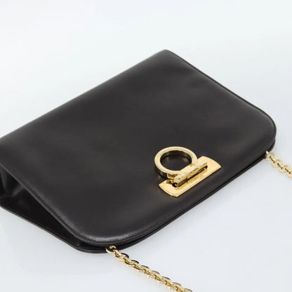Salvatore Ferragamo Vintage Gancini Chain Leather, Brown, Leather, Shoulder Bag