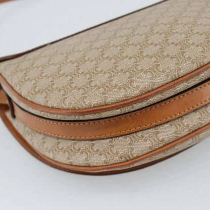 Celine Vintage Macadam Canvas and Leather, Beige, Canvas, Shoulder Bag