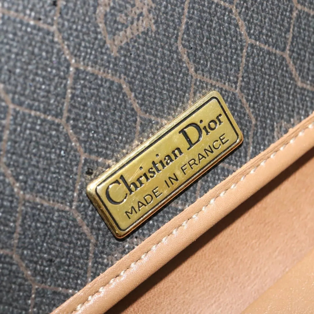 Christian Dior Vintage Honeycomb chain Canvas, Black, Canvas, Shoulder Bag