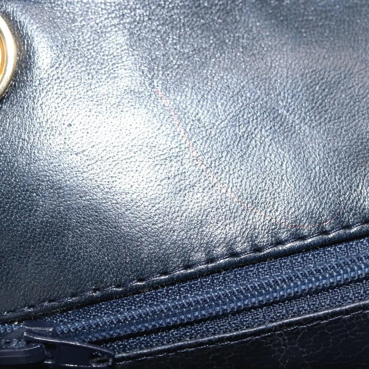 Bally Vintage Chain Quilted Leather, Navy, Leather, Shoulder Bag