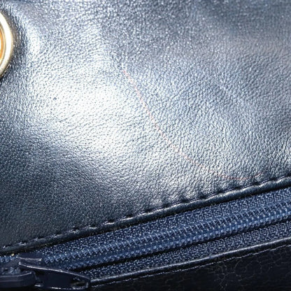 Bally Vintage Chain Quilted Leather, Navy, Leather, Shoulder Bag