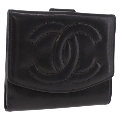 Chanel Vintage Timeless Bifold Lambskin, Black, Leather, Wallet