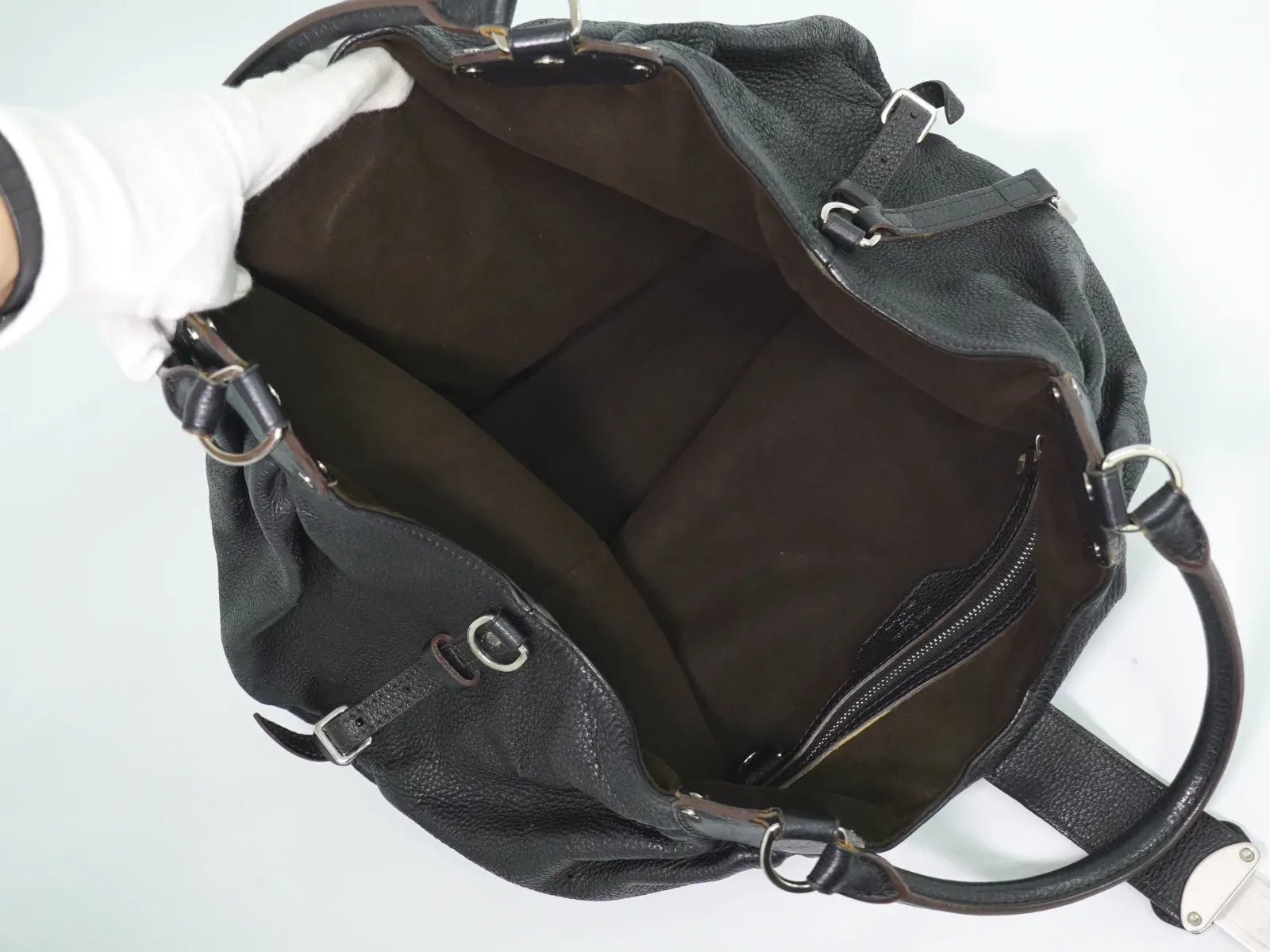 Louis Vuitton L Hobo Mahina Leather, Black, Leather, Shoulder Bag