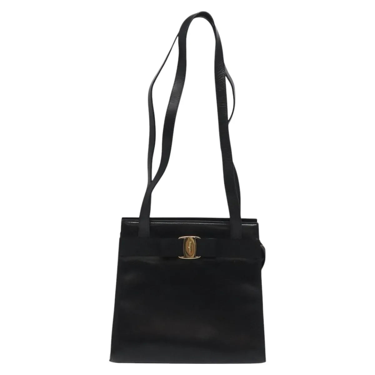 Salvatore Ferragamo Vala Leather, Black, Leather, Shoulder Bag