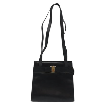 Salvatore Ferragamo Vala Leather, Black, Leather, Shoulder Bag