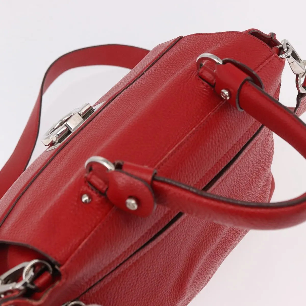 Salvatore Ferragamo Sofia Satchel Leather, Red, Leather, Handbag