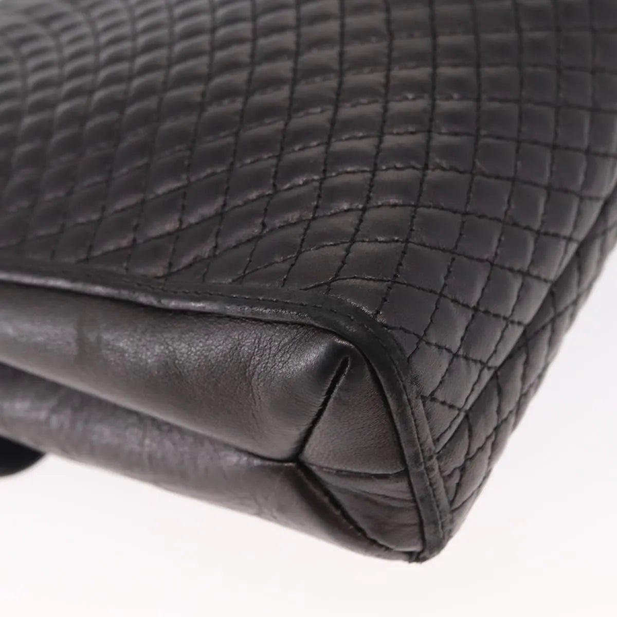 Bally Vintage Chain Quilted Leather, Black, Leather, Shoulder Bag