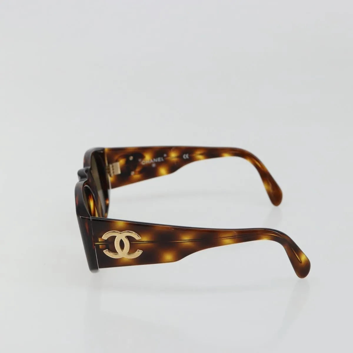 Chanel Coco mark barette Gold plated, Brown, Plastic, Sunglasses