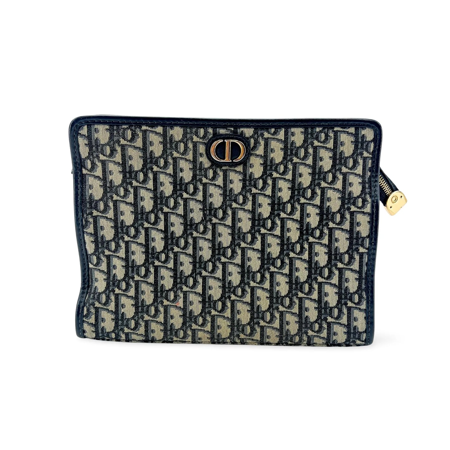 Christian Dior 30 Montaigne Zip Oblique Canvas, Navy, Canvas, Handbag