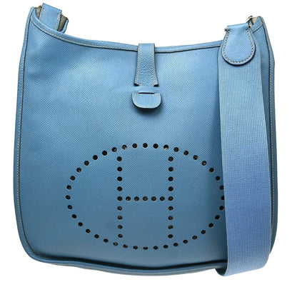 Hermes Evelyne Bag Gen II Clemence, Blue, Leather, Shoulder Bag