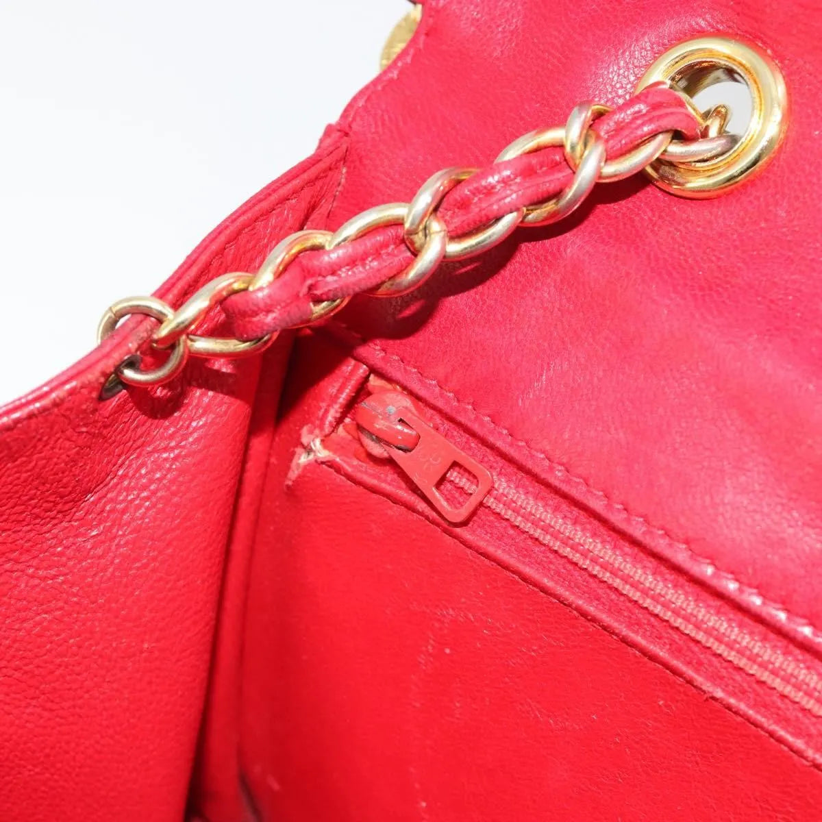 Chanel Vintage Tassel Flap Quilted Lambskin, Red, Leather, Shoulder Bag