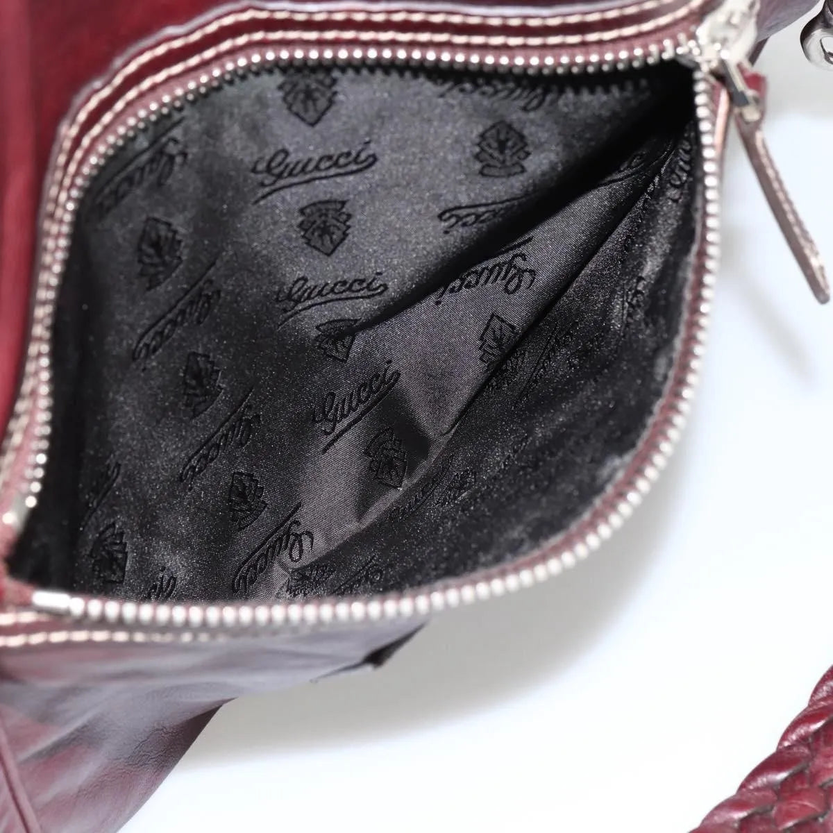 Gucci Logo Crest Messenger Leather, Burgundy, Leather, Shoulder Bag