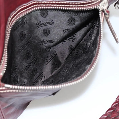 Gucci Logo Crest Messenger Leather, Burgundy, Leather, Shoulder Bag