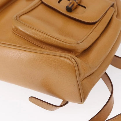 Gucci Vintage Bamboo Leather, Brown, Leather, Backpack