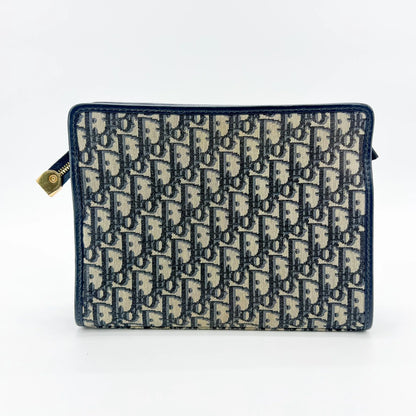 Christian Dior 30 Montaigne Zip Oblique Canvas, Navy, Canvas, Handbag