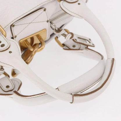 Chloe Paddington Lock Leather, White, Leather, Handbag