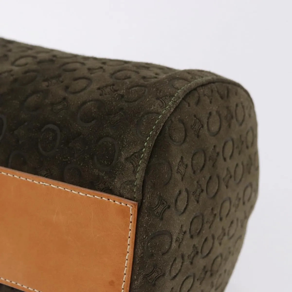 Celine C Macadam Suede and Leather, Green, Suede, Handbag
