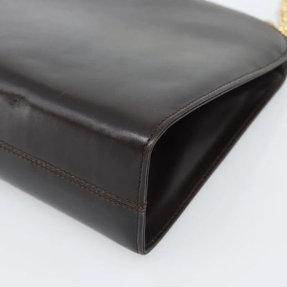 Salvatore Ferragamo Vintage Gancini Chain Leather, Brown, Leather, Shoulder Bag