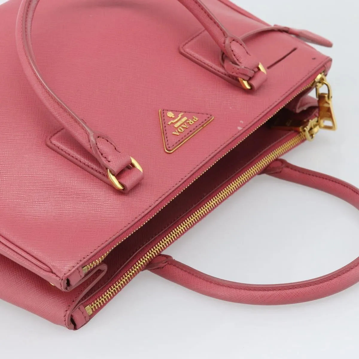Prada Galleria Double Zip Tote Saffiano Leather, Pink, Leather, Handbag