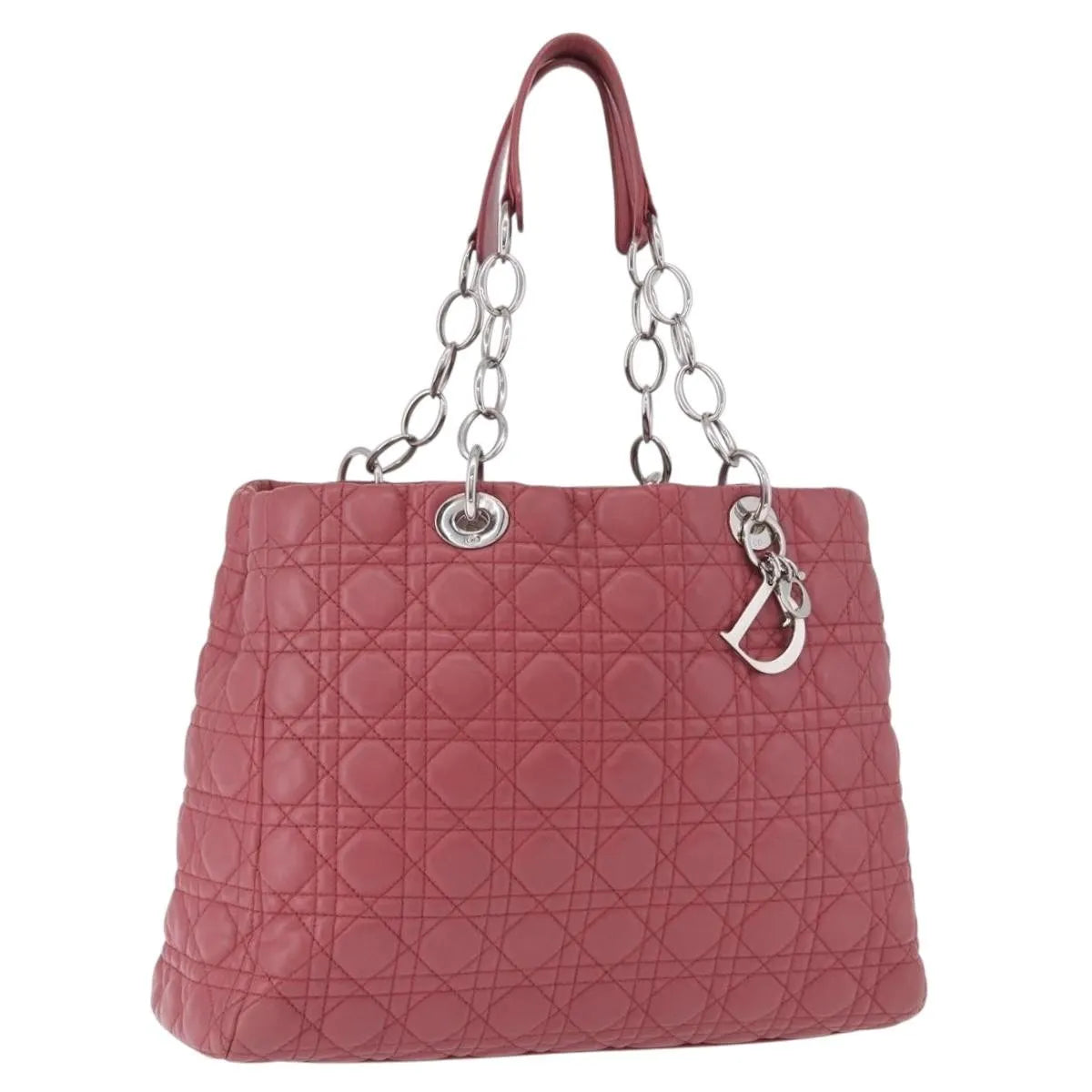 Christian Dior Soft Chain Tote Cannage Quilt Lambskin, Pink, Leather, Handbag